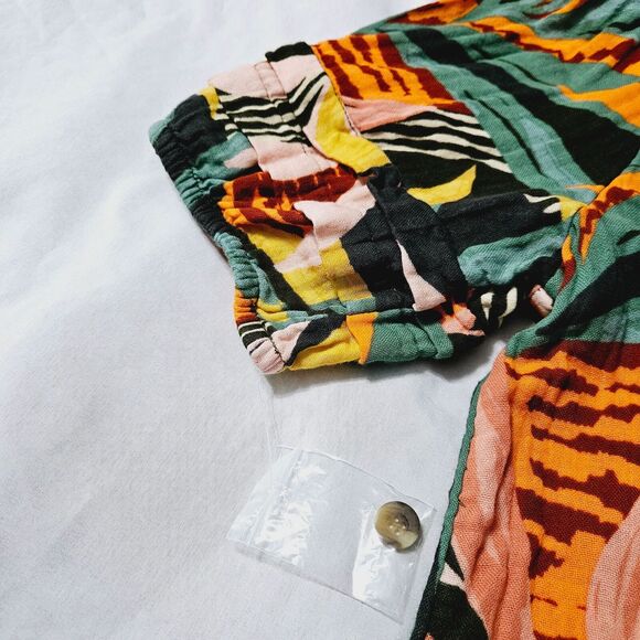 Sonoma Womens Button Up Blouse Multi-Color Size Medium 100% Cotton Short Sleeve - Picture 10 of 14